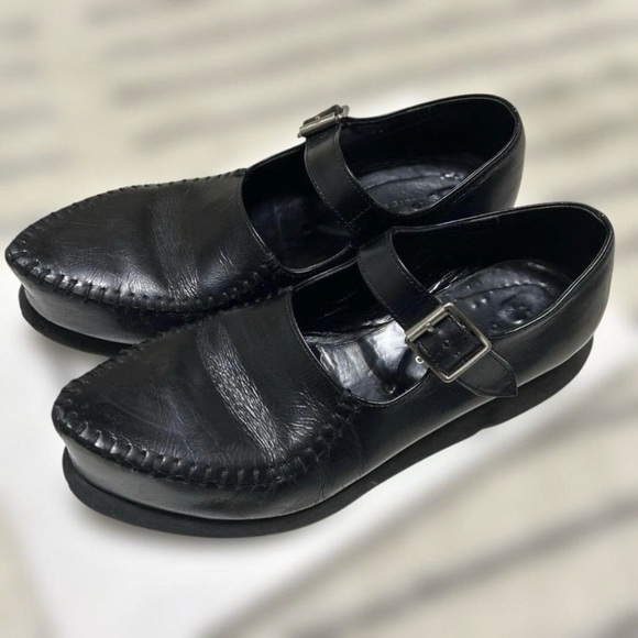 Comme des Garcons Shoes - Comme des Garçons Black Leather Mary Jane Strap Shoes
